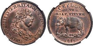 1/2 Stiver Sri Lanka / Vereinigtes Königreich von Großbritannien und Irland (1801-1922) Kupfer Georg III (1738-1820)