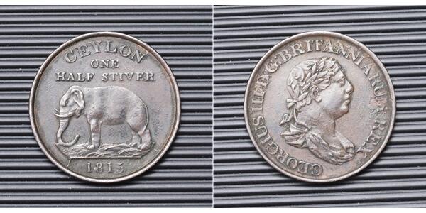 1/2 Stiver Sri Lanka / Vereinigtes Königreich von Großbritannien und Irland (1801-1922) Kupfer Georg III (1738-1820)