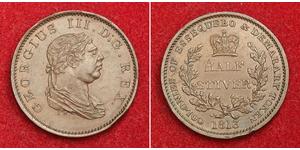 1/2 Stiver Vereinigtes Königreich von Großbritannien und Irland (1801-1922) Kupfer Georg III (1738-1820)