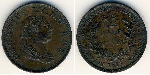 1/2 Stiver Vereinigtes Königreich von Großbritannien und Irland (1801-1922) Kupfer Georg III (1738-1820)