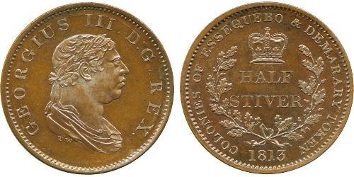 1/2 Stiver Vereinigtes Königreich von Großbritannien und Irland (1801-1922) Kupfer Georg III (1738-1820)