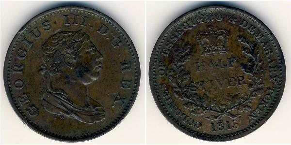 1/2 Stiver Vereinigtes Königreich von Großbritannien und Irland (1801-1922) Kupfer Georg III (1738-1820)