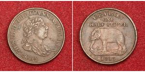 1/2 Stiver Regno Unito di Gran Bretagna e Irlanda (1801-1922) / Sri Lanka Rame Giorgio III (1738-1820)