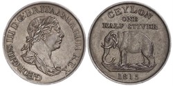 1/2 Stiver Sri Lanka/Ceylon / 大不列颠及爱尔兰联合王国 (1801 - 1922) 銅 喬治三世 (1738-1820)