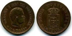 1/2 Tanga India portuguesa (1510-1961) Cobre Carlos I de Portugal (1863-1908)