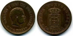 1/2 Tanga Portuguese India (1510-1961) Copper Carlos I of Portugal (1863-1908)