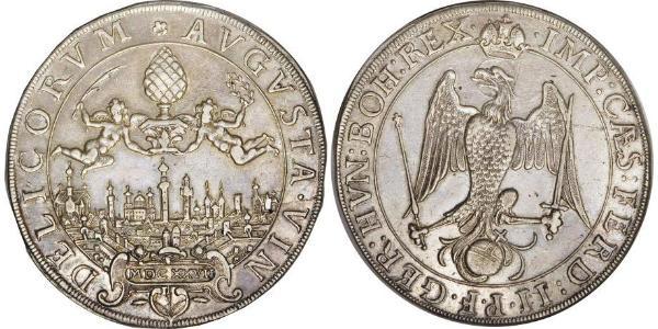 1/2 Thaler Augsbourg (1276 - 1803) Argent Ferdinand II du Saint-Empire(1578 -1637)