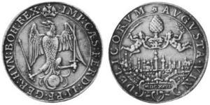 1/2 Thaler Augusta (Germania) (1276 - 1803) Argento Ferdinando II d