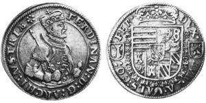 1/2 Thaler Alsacia Plata Fernando II de Austria (1529 – 1595)