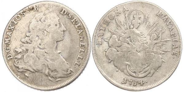1/2 Thaler Electorate of Bavaria (1623 - 1806) Plata Maximiliano III José, Elector de Baviera(1727 – 1777)