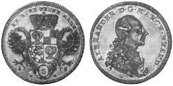 1/2 Thaler Principado de Ansbach (1398–1792) Plata Charles Alexander, Margrave of Brandenburg-Ansbach (1736 – 1806)