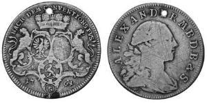 1/2 Thaler Principality of Ansbach (1398–1792) 銀 Charles Alexander, Margrave of Brandenburg-Ansbach (1736 – 1806)