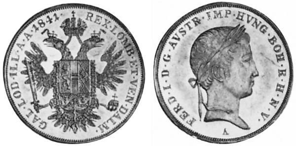1/2 Thaler 奧地利帝國 (1804 - 1867) 銀 Ferdinand I of Austria (1793 - 1875)