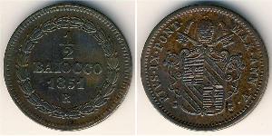 1/2 Байокко Папская область (752-1870) Медь Пий IX (1792- 1878)