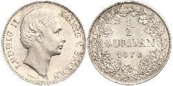 1/2 Гульден Королевство Бавария (1806 - 1918) Серебро Людвиг II (король Баварии)(1845 – 1886)