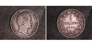 1/2 Гульден Королівство Баварія (1806 - 1918) Срібло Людвиг I (король Баварії)(1786 – 1868)
