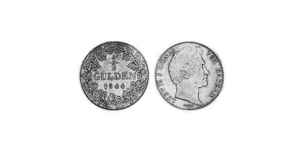 1/2 Гульден Королівство Баварія (1806 - 1918) Срібло Людвиг I (король Баварії)(1786 – 1868)