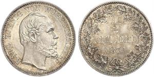 1/2 Гульден Королівство Вюртемберг Срібло Charles I of Württemberg