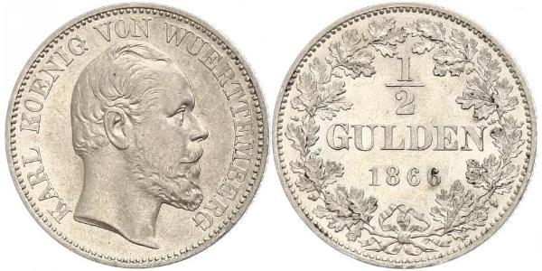 1/2 Гульден Королівство Вюртемберг Срібло Charles I of Württemberg