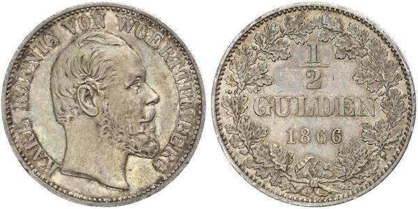 1/2 Гульден Королівство Вюртемберг Срібло Charles I of Württemberg