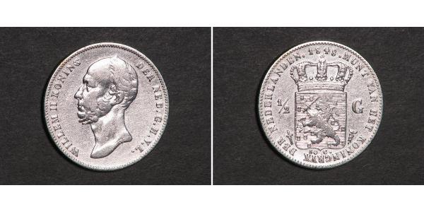 1/2 Гульден Королівство Нідерланди (1815 - ) Срібло William II of the Netherlands (1792 - 1849)