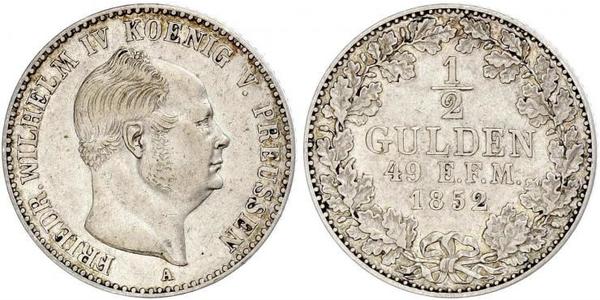 1/2 Гульден Королівство Пруссія (1701-1918) Срібло Фрідріх Вільгельм IV (1795 - 1861)