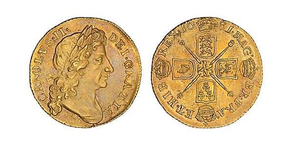 1/2 Гінея Королівство Англія (927-1649,1660-1707) Золото Карл II (1630-1685)