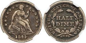 1/2 Дайм / 5 Цент США (1776 - ) Мідь/Срібло 