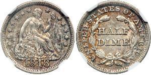 1/2 Дайм / 5 Цент США (1776 - ) Мідь/Срібло 