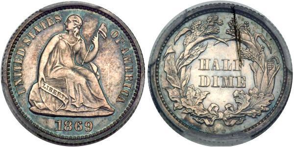 1/2 Дайм / 5 Цент США (1776 - ) Мідь/Срібло 
