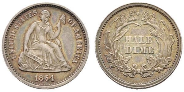 1/2 Дайм / 5 Цент США (1776 - ) Мідь/Срібло 