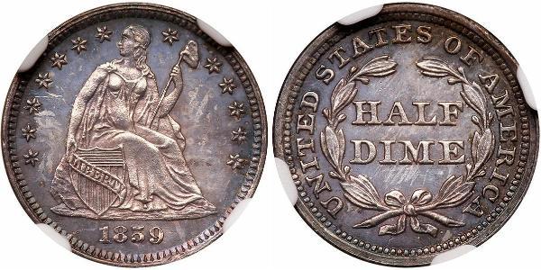 1/2 Дайм / 5 Цент США (1776 - ) Мідь/Срібло 