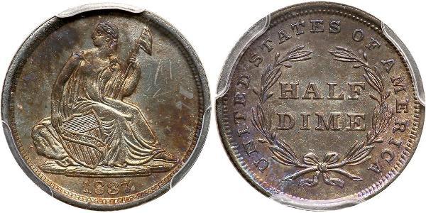 1/2 Дайм / 5 Цент США (1776 - ) Мідь/Срібло 