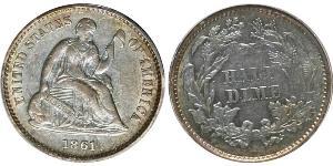 1/2 Дайм / 5 Цент США (1776 - ) Серебро/Медь 