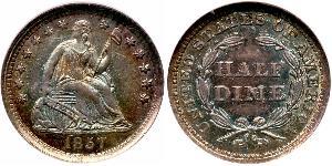 1/2 Дайм / 5 Цент США (1776 - ) Серебро/Медь 