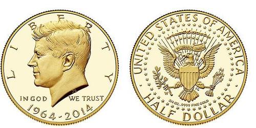 1/2 Долар США (1776 - ) Золото Джон Фітцджеральд Кеннеді  (1917-1963)