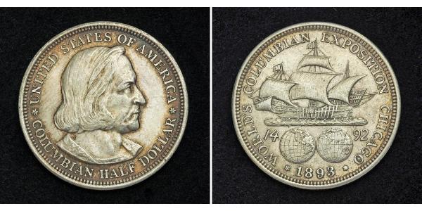 1/2 Долар США (1776 - ) Срібло Христофор Колумб (1451 - 1506)