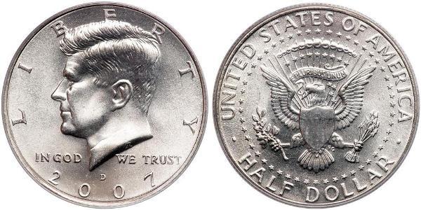 1/2 Долар США (1776 - ) Срібло Джон Фітцджеральд Кеннеді  (1917-1963)