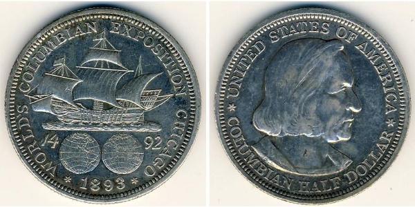 1/2 Долар США (1776 - ) Срібло Христофор Колумб (1451 - 1506)