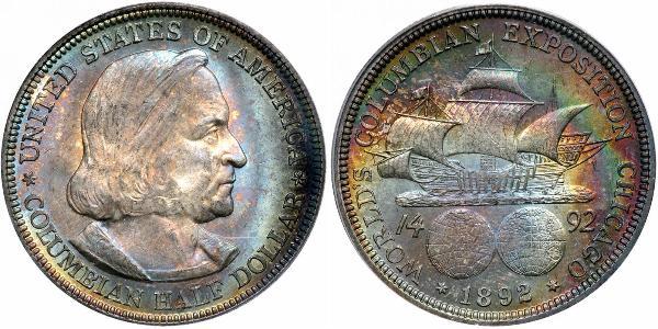 1/2 Доллар США (1776 - ) Серебро Христофор Колумб (1451 - 1506)