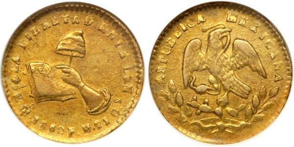1/2 Ескудо Second Federal Republic of Mexico (1846 - 1863) Золото 