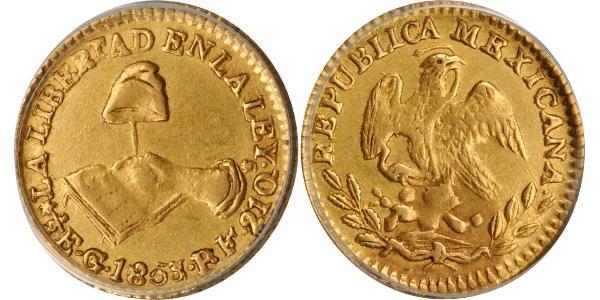 1/2 Ескудо Second Federal Republic of Mexico (1846 - 1863) Золото 