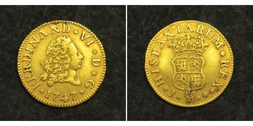 1/2 Ескудо Іспанська Імперія (1700 - 1808) Золото Фердинанд VI  король Іспаніі (1713-1759)