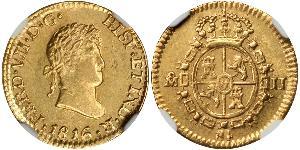 1/2 Ескудо Нова Іспанія (1519 - 1821) Золото Фердинанд VII король Іспанії (1784-1833)