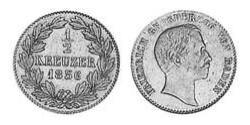 1/2 Крейцер Великое герцогство Баден (1806-1918) Медь Фридрих I (великий герцог Баденский) (1826 - 1907)