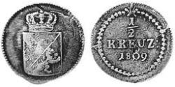 1/2 Крейцер Великое герцогство Баден (1806-1918) Медь 