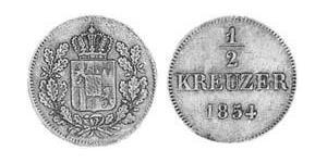 1/2 Крейцер Королевство Бавария (1806 - 1918) Медь Максимилиан II (король Баварии)(1811 - 1864)