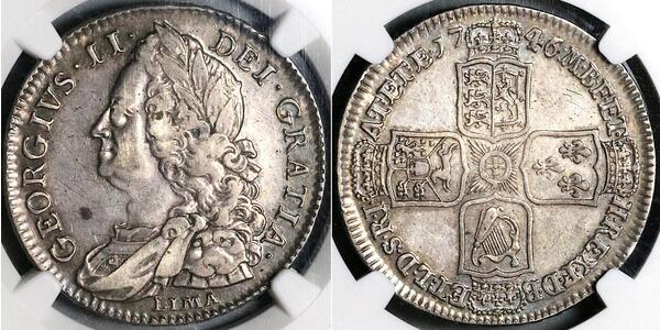 1/2 Крона(английская) Королевство Великобритания (1707-1801) Золото Георг II (1683-1760)