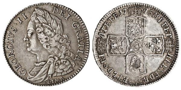1/2 Крона(английская) Королевство Великобритания (1707-1801) Золото Георг II (1683-1760)
