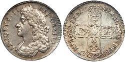 1/2 Крона(английская) Королевство Англия (927-1649,1660-1707) Серебро Яков II (1633-1701)
